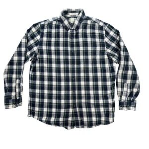 LL Bean Blue Plaid Slightly Fitted Button Down Shirt Mens Size L-REG